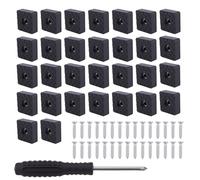 SGYKJ Pack de 30 pies de Goma Cuadrados, Patas atornillables, topes de Goma, pies de Muebles Antideslizantes, atornillables, para sillas de jardín, (30 x 30 x 11 mm, Negro)