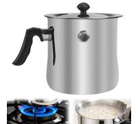 SGZIOO 1,5 L Olla para Leche Induccion, Olla para Hervir Leche de Doble Pared, con Silbato, Mango de Baquelita, para Inducción Eléctrica de Gas, Acero Inoxidable