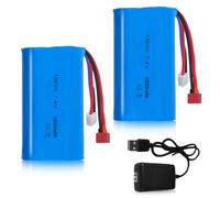 SGZIOO 2 baterías de iones de litio recargables de 7,4 V 1800 mAh, 7,4 V, con conector XH-3P y cargador USB, batería de iones de litio 18560 para vehículos RC Drone, robot, avión, camión, quadcopter