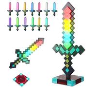 SGZIOO Lámpara de Espada de Diamante,13 Modos de Luz Dinámicos con Efectos de Sonido de Aura de Espada,Juguete de Espada de Diamante,Lámpara de Noche Recargable por USB con Base,Regalos DIY para Niños