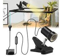 SGZIOO Portalámparas E27, Lampara Pinza E27 Con Temporizador, Interruptor, 1,8 m Cable, Ajustable 360°, para Tortugas, Reptiles, Acuarios, Sin Bombilla