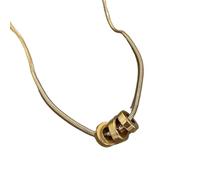 SGZYEZJS Trend Gold Plated Stainless Steel Snake Bone Circles Choker Necklace for Women Triple Circles Round Pendant Fashion Jewelry Gift