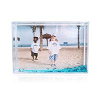 SH.DREAM Marco de fotos con purpurina de 4 x 6 pulgadas con estrella azul, marco de fotos líquido para mejores amigos, acrílico flotante, marco de fotos personalizado, bonito regalo personalizado para