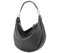 SH Leder Mina G668 - Bolso bandolera para mujer (piel, 30 x 22 cm), diseño de media luna, Negro