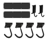 SH-RuiDu Estante de almacenamiento de bicicleta montado en la pared para 4 bicicletas, organizador resistente que ahorra espacio, incluye 4 ganchos para bicicleta, 2 rieles, 2 ganchos para cascos y