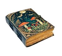 SH SHIFAA HANDICRAFT Grimoire Vintage Mushroom Leather Journal, Handmade Antique Deckle Edge Paper Spell Book of Shadows Cute Mushroom Gifts Women Journal for Gifts 7x5 in 200 Pages