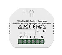 SH104 - Mini interruptor WiFi inteligente, módulo inteligente, 10 A 220 V, función con botón N.O. + RF 433, compatible con Amazon Alexa y Google Home (WIFI + RF433)