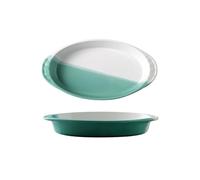 sH7pE5xj8m Plato para hornear Plato creativo for hornear, plato de arroz horneado con queso cerámica, Binaural for microondas, for verduras, vajilla, tazón en casa Cazuela(Green,12inches)