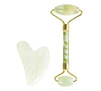Sha and Jade Roller Set, Sha Stone, Auténtico Jade Sha Natural Sha 2 en 1 Rodillo facial, & Jade Roller para masajeador, juego Sha y rodillo facial, herramienta para cara, cuello