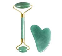 Sha and Jade Roller Set, Sha Stone, Auténtico Jade Sha Natural Sha 2 en 1 Rodillo facial, & Jade Roller para masajeador, juego Sha y rodillo facial, herramienta para cara, cuello