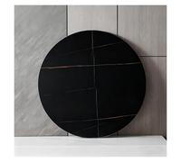 SHAARI Lazy Susan Para Mesa, Mesa Giratoria De MáRmol Con Superficie De Piedra, No Requiere Montaje, RotacióN Suave(Black,80cm diameter)