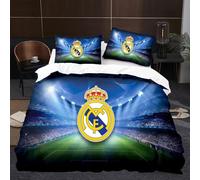 Shaari Real Madrid - Juego de funda nórdica de 140 x 200 cm, 3D de microfibra, con funda nórdica y funda de almohada de 65 x 65 cm