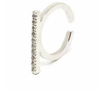 Shabama Anillo Manhattan Silver Plateado con 10 Circonitas Talla Brillante, Diseño Línea Recta Ajustable - Joya Elegante