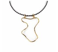 Collar Mujer Shabama Malawi Latón Bañado en flash dorado Cuero 38 cm