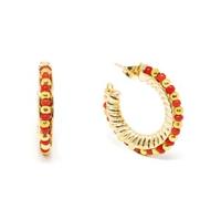 Shabama Etiopia Rojo 2 cm Pendientes #Oro Brillo