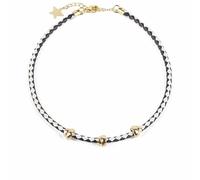 Collar Mujer Shabama Namibia Latón Bañado en oro Cuero 38 cm Set 3 Piezas