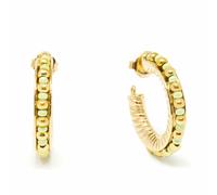 Shabama Pendientes Aro Etiopía Verde para Mujer, de 3 cm con Elegantes Cuentas Doradas y Verdes Brillantes, Inspiración Étnica