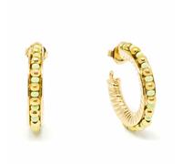 Shabama Pendientes de Aro Etiopía 2CM, con Cuentas Verdes y Doradas de Oro Brillo, Elegantes y Modernos para Mujer - 1 unidad