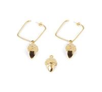 Shabama Square Acorn Earrings Shiny Gold 1 Un