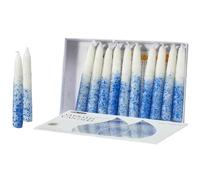 Shabbat Candles by Rite Lite - 12 piezas - Empaquetado en una hermosa caja con una tarjeta artística (Premium blanco y azul)