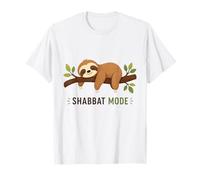 Shabbat Mode On Sleepy Sloth Sabbath Shalom Jewish Camiseta