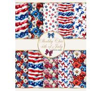 Shabby Chic 4th of July Scrapbook Paper With American Vintage Flags Patriot Stars & Flower: 20 Double-Sided Decorative Pages for Scrapbooking, ... Mixed Media (Patriotic 4 of July Celebrate)