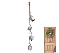 Shabby Chic - Juego de 4 campanas de vaca grandes, decoraciones para árbol de Navidad, campanas colgantes de la suerte en una cuerda, estilo rústico para decoraciones de Navidad