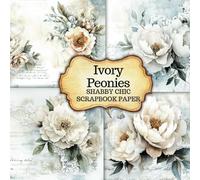Shabby Chic Scrapbook Paper: Ivory Peonies Vintage Style Floral Backgrounds for Junk Journals, Card Making, Collage, and other Craft Projects