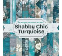 Shabby Chic Turquoise Scrapbook Paper Craft Pad: 18 Vintage Aqua Blue Designs, 36 Double-Side Sheets Printed on 8.5"x8.5" Size Paper. Great For Card ... Album, Mixed Media, Decorations Etc.