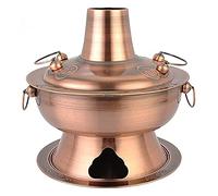 Shabu - Olla caliente con divisor, olla china de dos sabores, utensilios de cocina de acero inoxidable para 3-7 personas, fiesta en casa (cobre rojo, 36 cm)