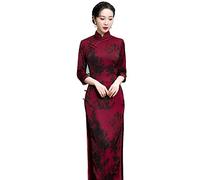 SHACE Cheongsam Manga Larga para Mujer - Otoño Estilo Chino Mujeres Tradicional Cheongsam Elegante Fiesta De Manga Larga Qipao Vintage Plus Size Vestido, Rojo, XL