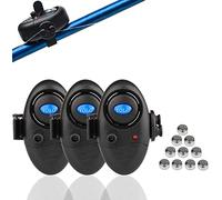 Shackcom 3 Sistema Electrónico Alarma Pesca de mordida picada de Pescado Sensible con indicador - Luminoso LED Ajuste de Sonido Vibración en la caña de Pescar Equipo de Pesca de Pescadores