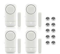 Shackcom 4pcs Alarma para Puertas y Ventanas de 120 dB para casa con Sensor Magnético Inalámbrico para Sistema de Seguridad para el hogar y Seguridad Infantil - Antirrobo Detectores Sirenas con Pilas