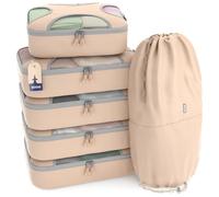 Shacke Juego de 6 cubos de embalaje para viajes, organizador de equipaje ligero (beige nude)