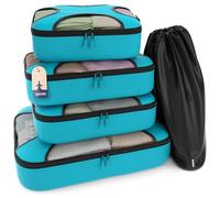 Shacke Pak - Juego de 4 cubos de embalaje, organizadores de viaje con bolsa de lavandería, Aqua Teal, XL