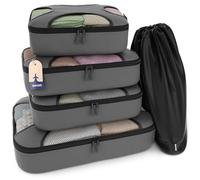 Shacke Pak - Juego de 5 cubos de embalaje - Organizadores de viaje con bolsa de lavandería, gris oscuro, variedad