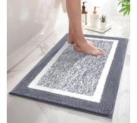 SHACOS Alfombra de baño de Microfibra, Peluda, Antideslizante, ultrasuave, Absorbente, con Forma de U, para baño, bañera, Ducha (Gris Oscuro, 45 x 65 cm)