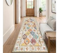 SHACOS Alfombra de Pasillo Larga 60x240cm Alfombra Corredor Antideslizante Estilo Bohemio Alfombras de Área Lavable Suave Geométrica para Pasillo, Salon, Dormitorio, Cocina, Lavandería