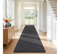 SHACOS Alfombra larga antideslizante para pasillo, 80 x 400 cm, atrapa suciedad, lavable, para interiores, cocina, pasillo, entrada, dormitorio, uso intensivo, color gris y negro