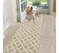 SHACOS Alfombra Pasillo Beige 60x180cm Alfombra de Cocina Antideslizante Lavable Alfombra Entrada Casa Larga Alfombra de Área Navidad Moderna Geométrico para Cocina, Salon, Dormitorio, Entrada