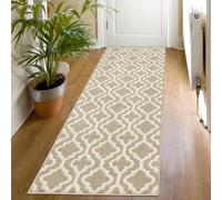 SHACOS Alfombra Pasillo Moderna Beige 50x150cm Alfombra Corredor Pasillo Antideslizante Lavable Alfombra para Pasillo de Entrada Diseño Geométrico para Cocina Lavandería