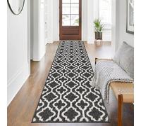 SHACOS Alfombra Pasillo Moderna Negro 60x240cm Alfombra Corredor Pasillo Larga Antideslizante Lavable Alfombra para Pasillo de Entrada Diseño Geométrico para Cocina Lavandería