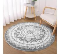 SHACOS Alfombra Redonda Gris Habitacion 120 cm Alfombra Circular Lavable Antideslizante Alfombra de Pelo Corto Suave Alfombra Decorativa Circular para Salón, Dormitorio