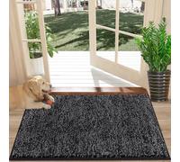 SHACOS Felpudo Entrada Casa, Alfombra Baño, Alfombra Antideslizante, Microfibra Absorbente y Suave Alfombra Entrada Casa, Tapete Entrada para Puertas y Pasillos, Negro Gris, 40 x 60 cm