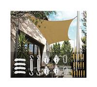 Shade Sail Multi-Size Rectangle Sun Shade Sail Sunscreen Awning Sun Canopy Waterproof 98% UV Block with Fixing Kit for Outdoor Garden Patio Party Camping Pool, Sand Color