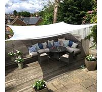 Shade Sail Square 4m Sun White Garden UV Waterproof Canopy Awning Screen Shelter Gazebo Pergola Patio Conservatory Protective Block Rope - White Square 4m