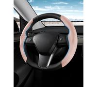 Shademax Funda de Gamuza para Volante de Tesla Model Y/Model 3, Protector de Volante de automóvil, Accesorios Tesla, 2 Unidades (Rosa)