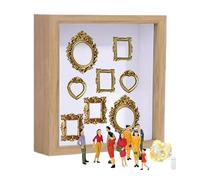 Shadow Box - Estuche de museo de fotos, marco de recuerdo, resina de madera, exhibición de siluetas, exhibición de recuerdos personalizada, elegante almacenamiento familiar iluminado, incluye mini