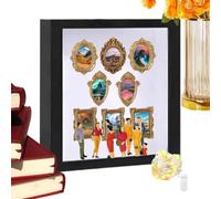 Shadow Box - Marco de Memoria Familiar, de Museo fotográfico de Resina de Madera de 25 x 25 cm, 575 g, Juego de Tiras de luz con Marco de muñeca en Miniatura de Silueta, Soporte para exhibición d