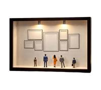 Shadow Display Frame, Wooden Memory Gallery, Mini Figure Showcase Set, Multi Slot Photo Stand Kit, for Home Birthday Party Wedding Valentine Celebration Couples Her Him Decor 8.94x12.36x1.46 inches